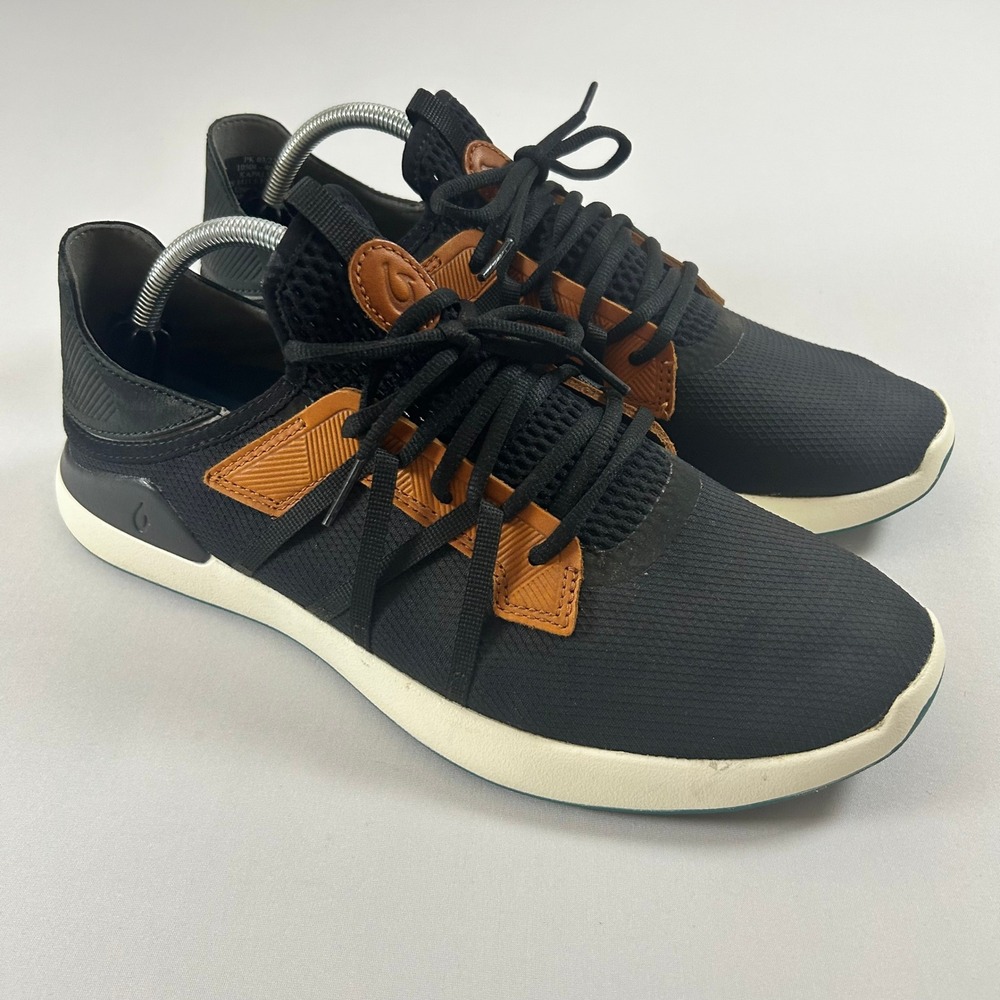 OluKai Kapalua Golf Shoes Men 11.5 Black Tan Spikeless Water Resistant Sneakers